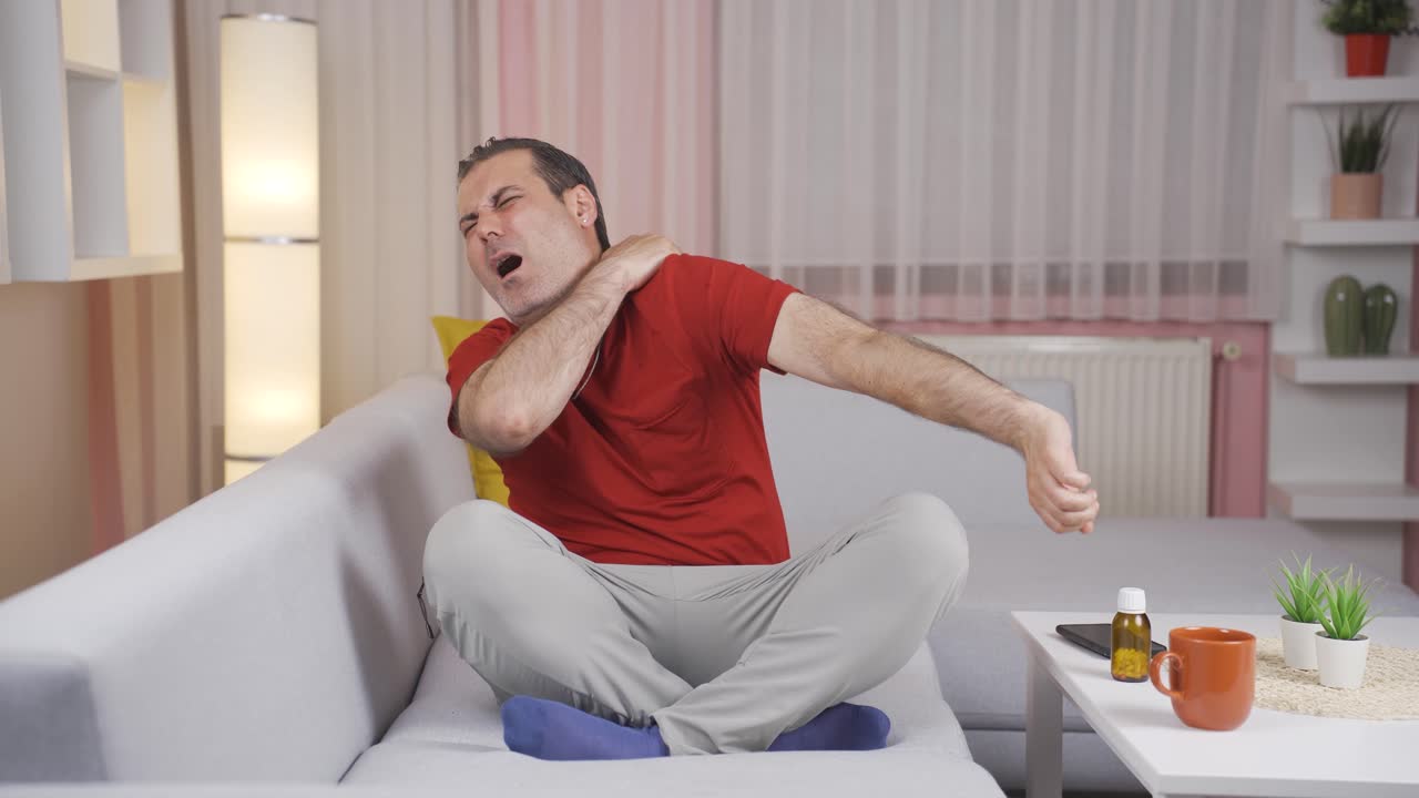 The man is suffering from joint pain.