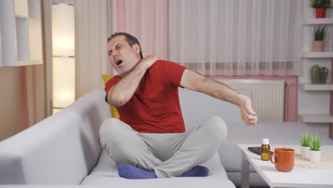 the man is suffering from joint pain.