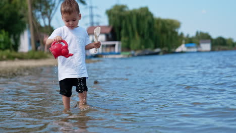 child playing in the water