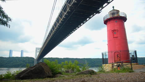 wide of the little red lighthouse and george washington bridge