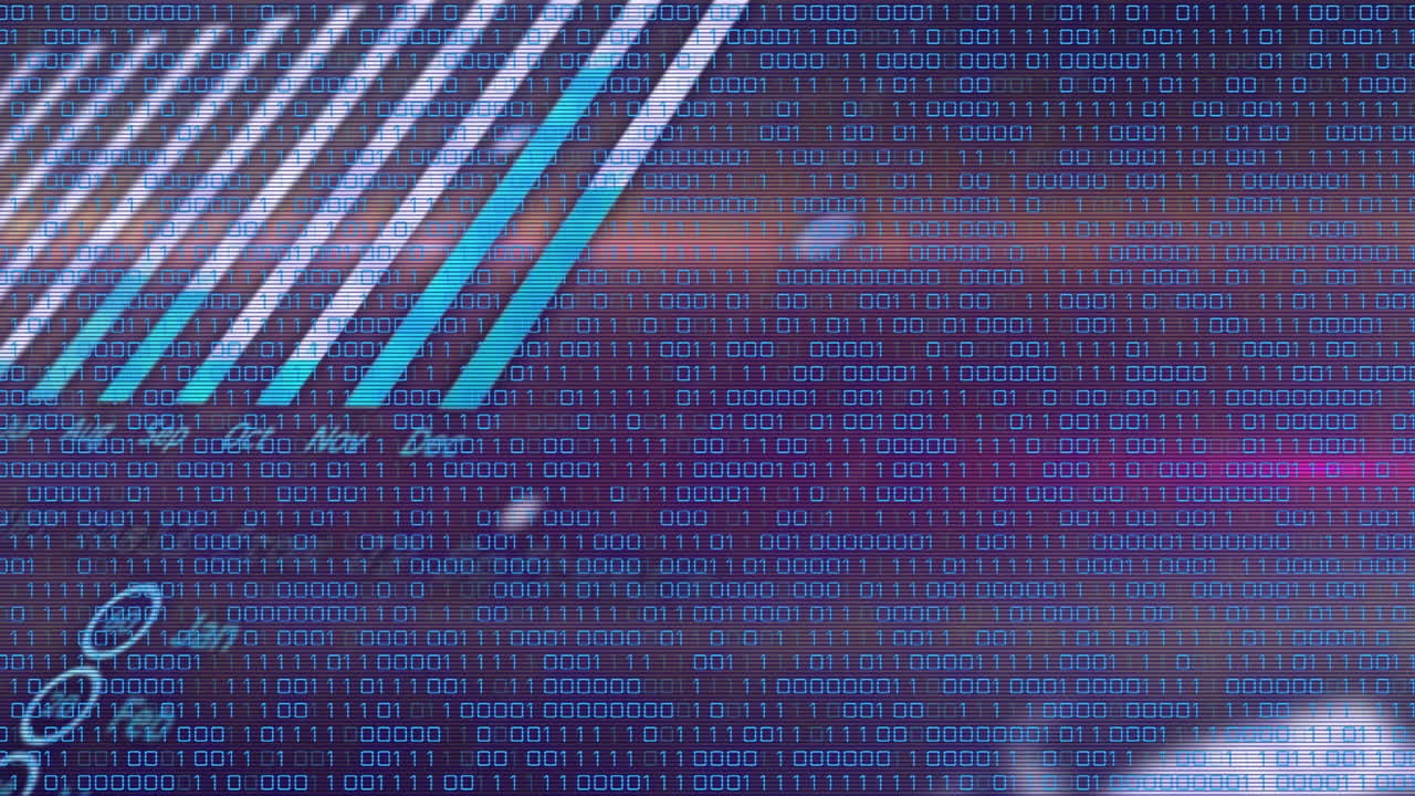 animación del procesamiento de datos y codificación binaria en todo el mundo