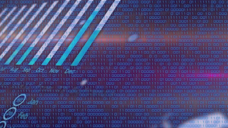 Animation af databehandling og binær kodning over globus
