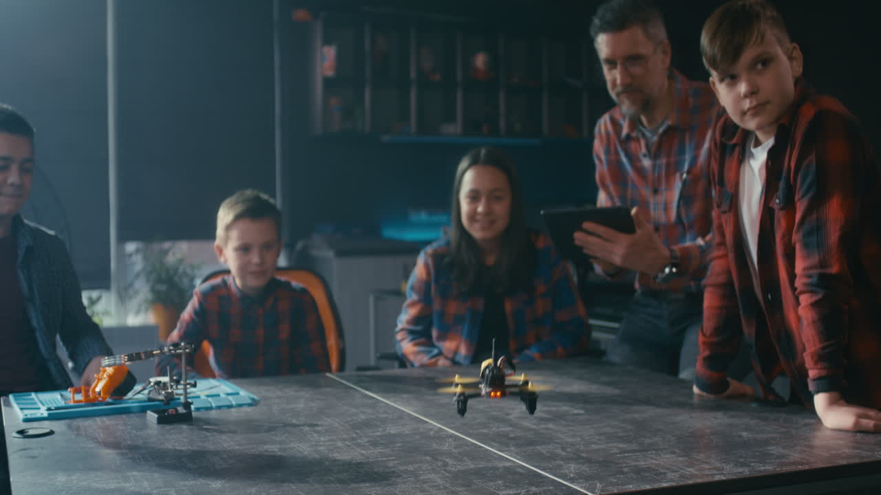 Students learning about robotics and drones