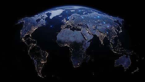 a breathtaking view of earth at night showcasing illuminated regions, vibrant cities, and intricate connections across continents, emphasizing global interconnectedness and natural beauty