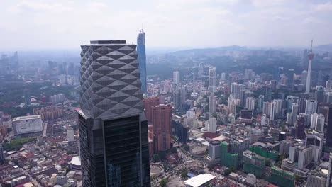 drone shots of kuala lumpur skyline with skyscrapers, malaysia, uhd-2