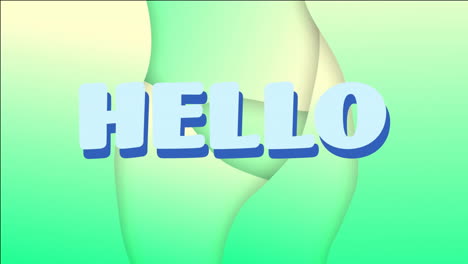 animación de texto de saludo sobre fondo abstracto verde y amarillo