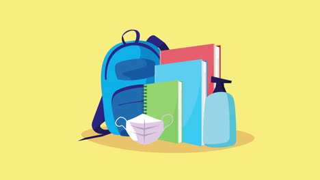 hora de volver a la escuela con libros y bolso