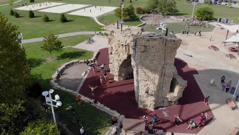 climbing wall in columbus metro park, audubon park urban climbing wall