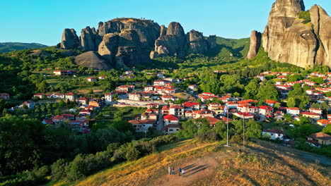 Greece-Meteora-Kalambaka-View-From-Drone-aerial-Eastern-Orthodox-Monasteries