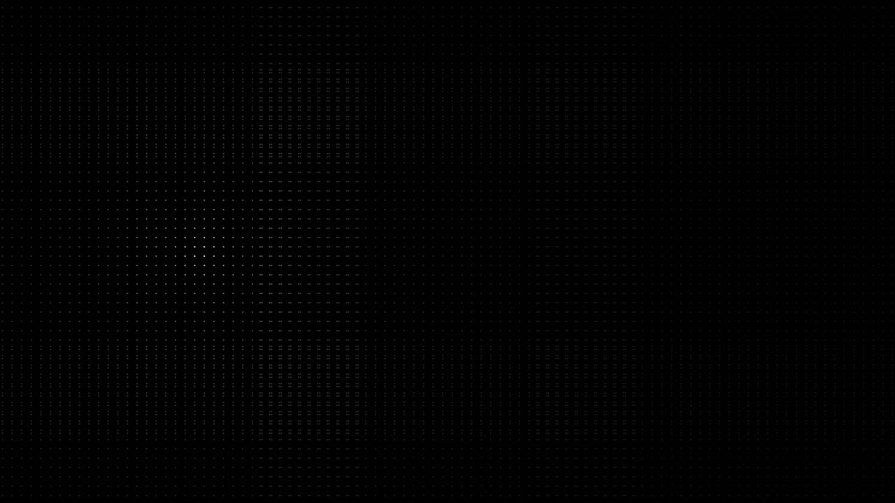 Dark motion graphic featuring a rotating square of pulsating green dots on the left. Designed with right-side copy space for text and title overlays