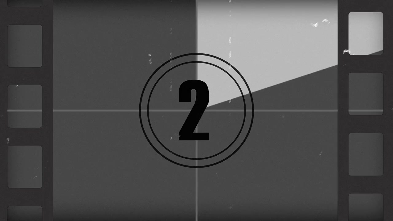 Vintage Black and White Film Countdown with Scratches and Dust