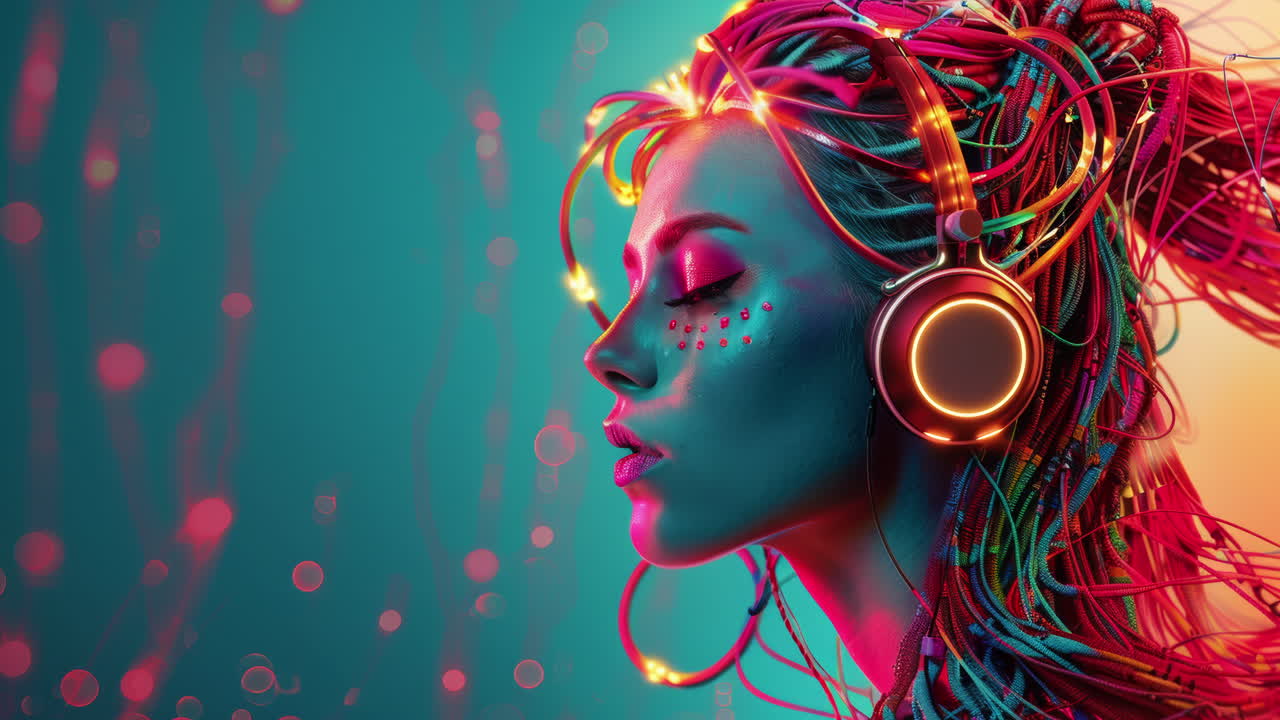 women with headphones and speakers made with generative AI