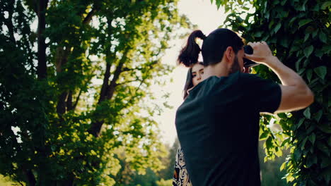 fashion photography session in a park