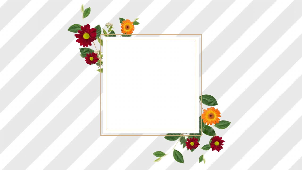 Criando um design decorativo, formas geométricas e moldura floral sobre um fundo listrado