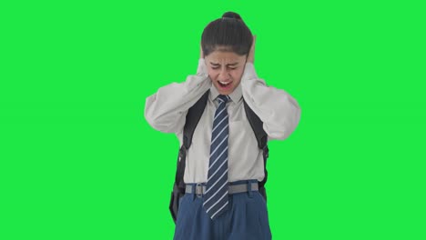 Disturbed-Indian-school-girl-shouting-Green-screen