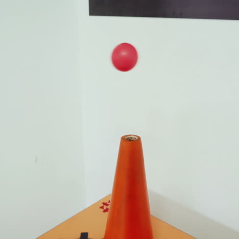 ball flying over the air flow. museum of science