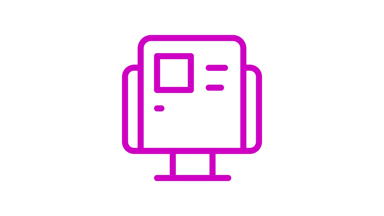 Animiertes Computermonitor-Symbol mit Dokumentenprofil