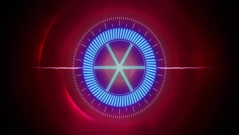 rotating blue circular animation with glowing red background and light streaks