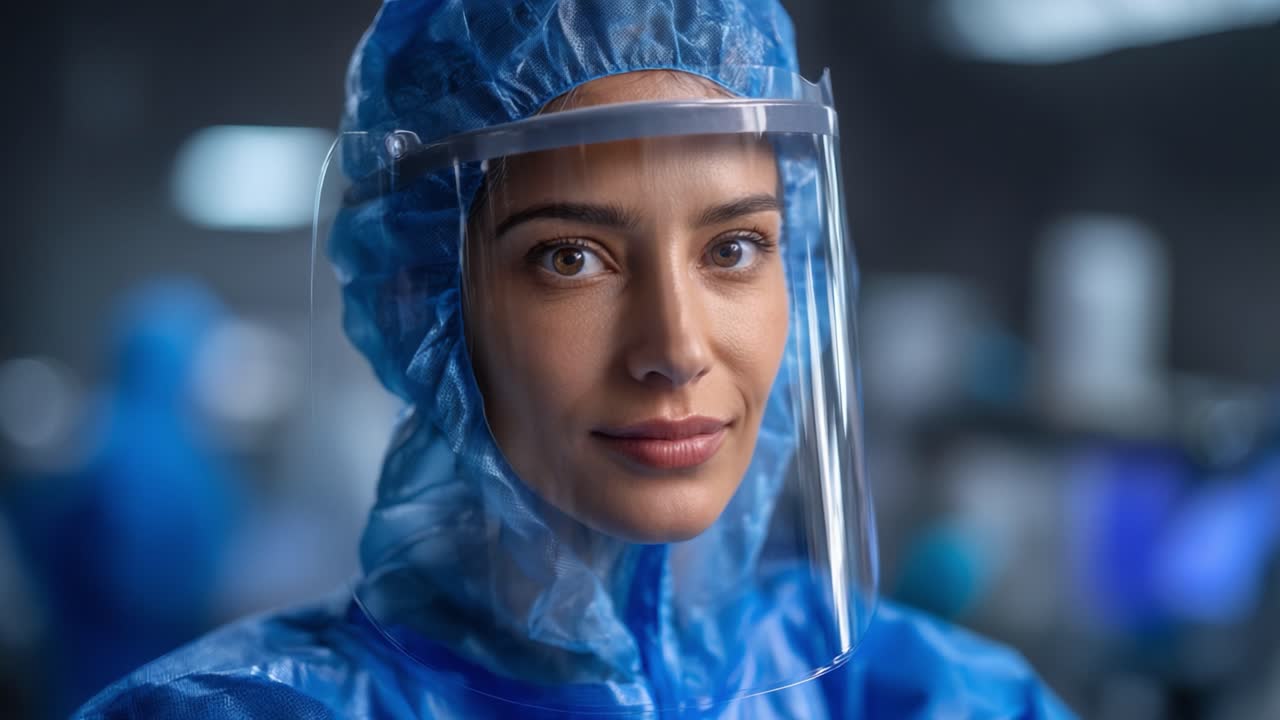 Portrait of a Medical Professional in Personal Protective Equipment, Emphasizing Safety and Confidence in Healthcare Setting Amid Ongoing Global Health Challenges
