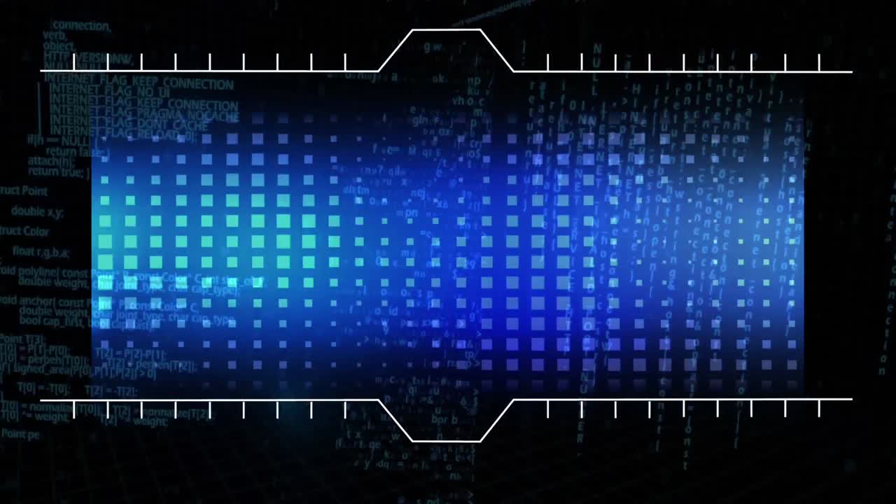 copy space with white border and blue squares grid