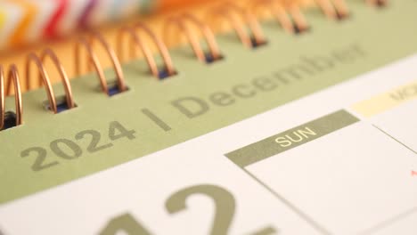 close-up of a 2024 december calendar