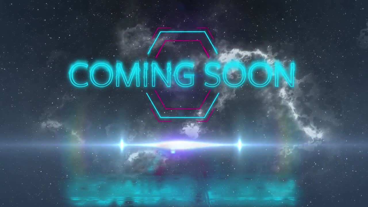 animación de venir pronto texto sobre el espacio