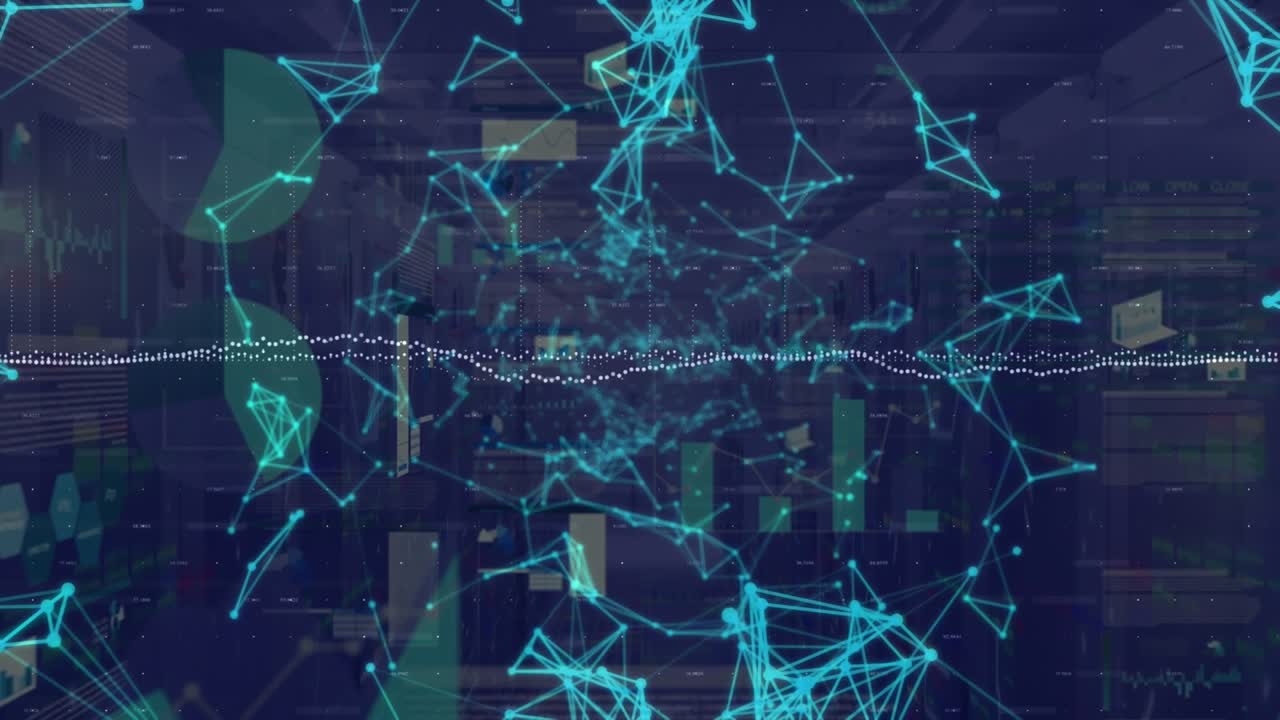 Animation of network of connections and graphs over servers
