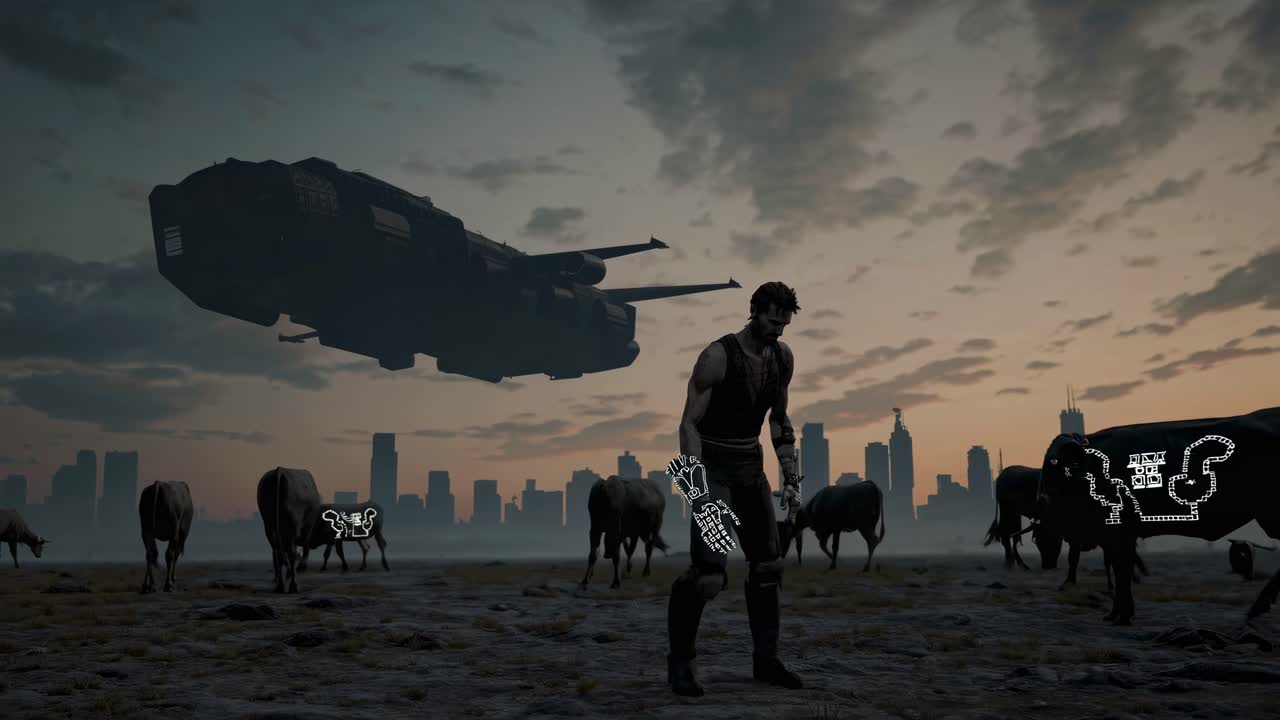 Cyberpunk Cowboy on a Post-Apocalyptic Ranch