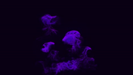 3d blue ink inject in water on black background with luma matte as alpha channel. particle ink. ink effect with massive ink plume. puffs of paint underwater for effects or bright bg or composition