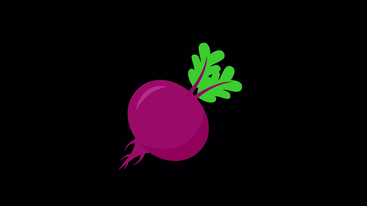 Flat Design Animation of a Purple Beetroot Growing