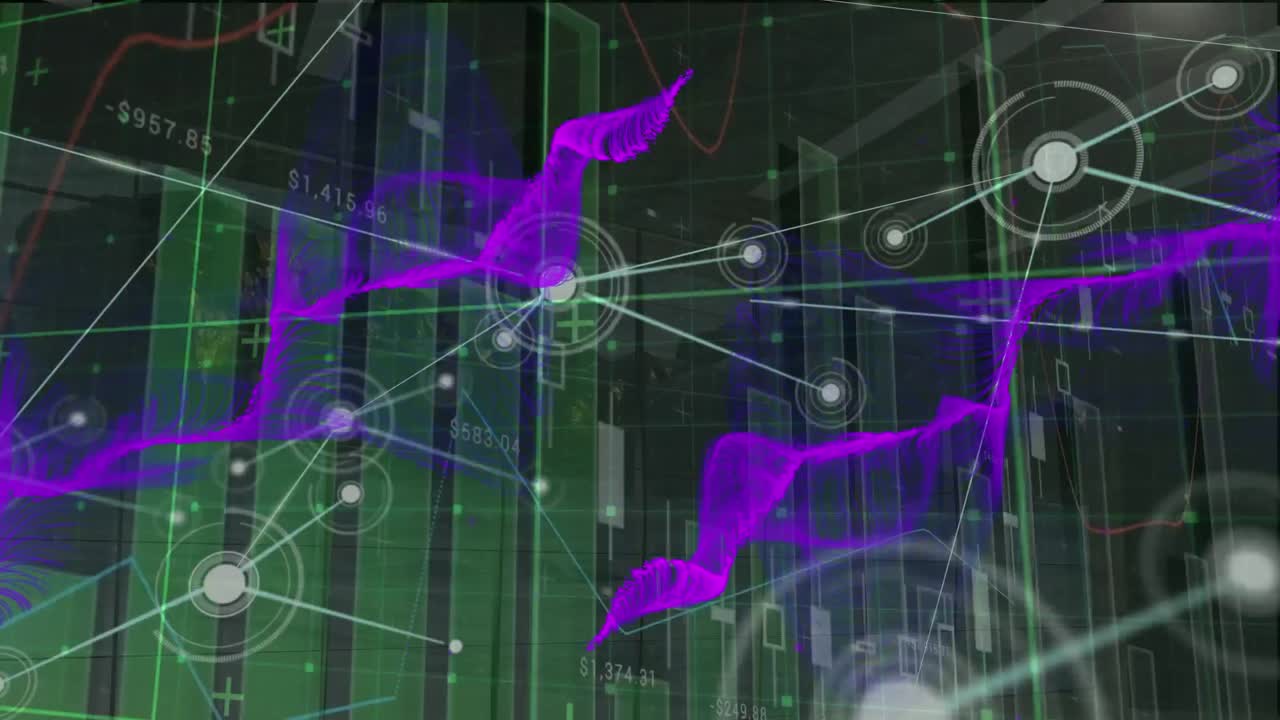 Animation of network of connections over data processing