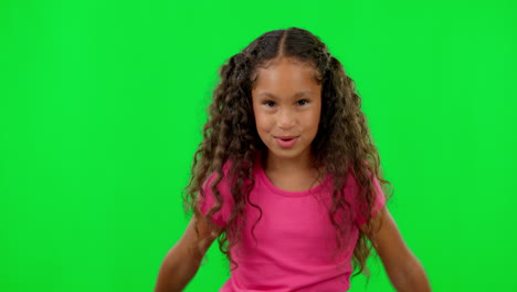 Girl-child,-green-screen-and-face