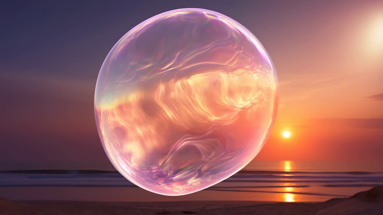 Iridescent Sphere at Sunset Beach