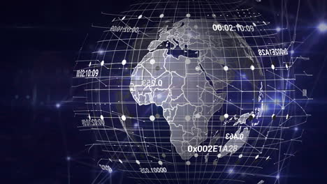 animation of globe with data processing over dark background