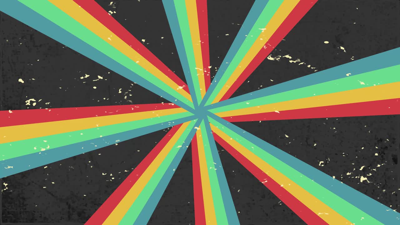 4k 레트로 레인보우 버스트 배경, 원활한 루프, 추상적인 빈티지 애니메이션