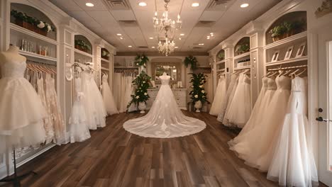 a beautiful bridal shop showcasing a wide selection of wedding dresses