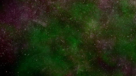 impresionante nebulosa verde y púrpura con estrellas brillantes