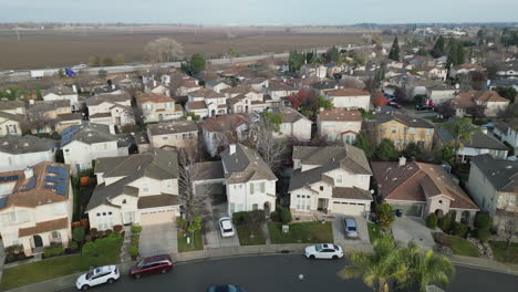 californian suburban neighborhood aerial view residential