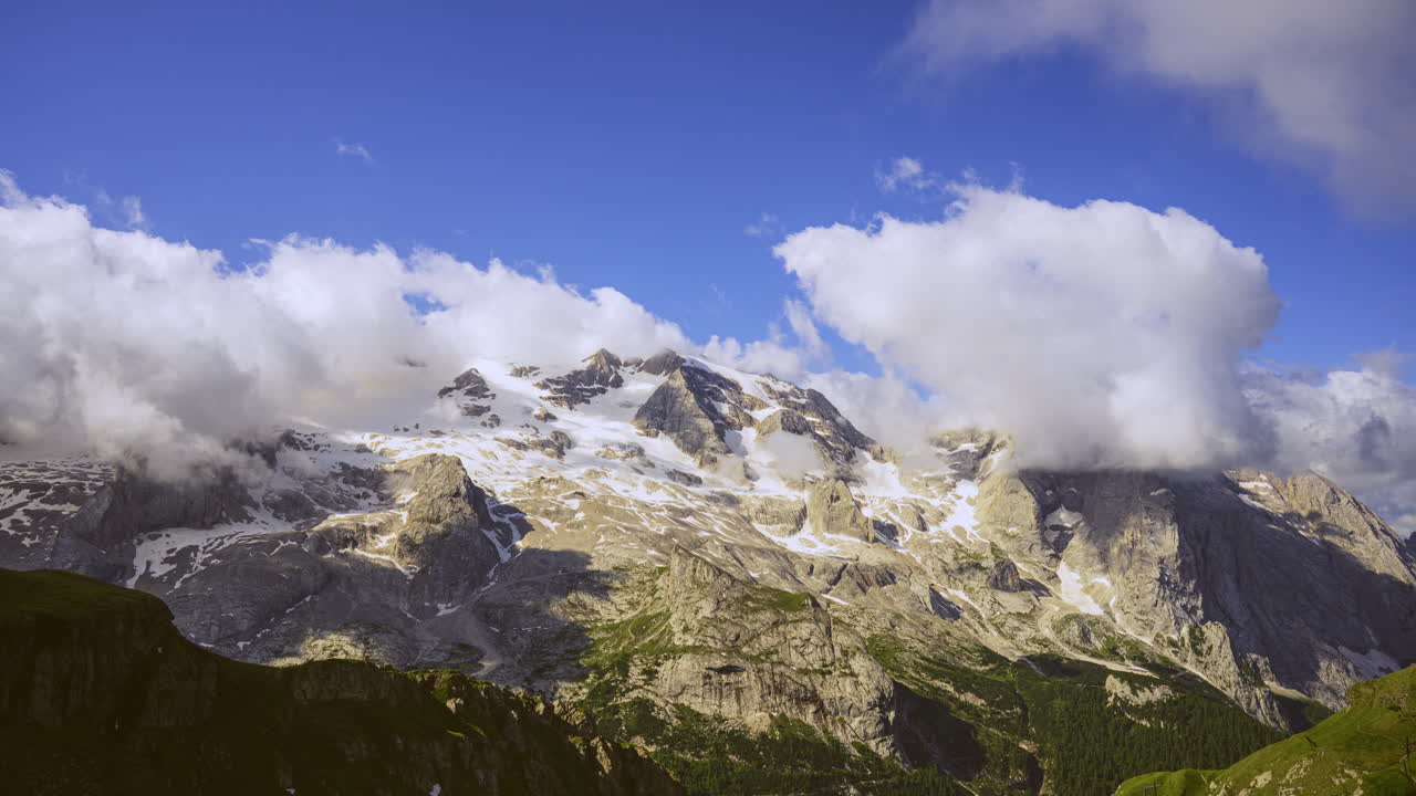 The Marmolada mountain top in the Dolomites, seen from the North.