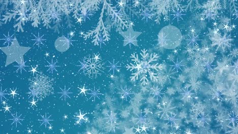 Animation-of-falling-snowflakes-on-blue-background