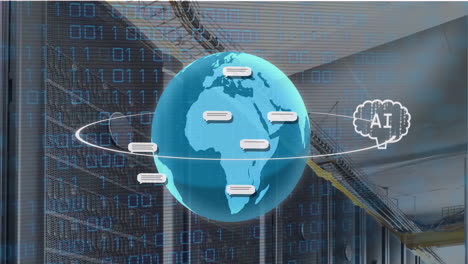 animación de todo el texto y el icono, procesamiento de datos en todo el mundo