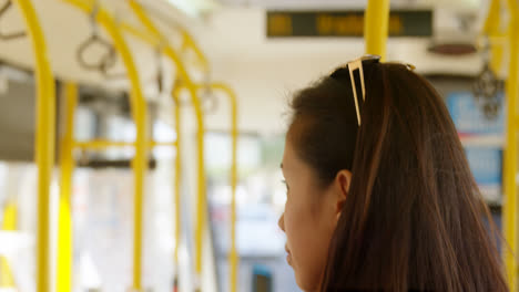 teenage girl travelling in the bus 4k