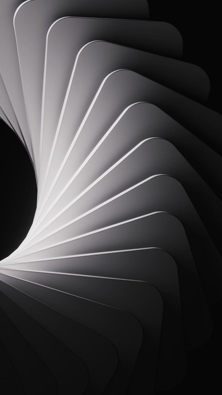Sfondo con geometrie di forme creative rotanti, rendering 3D
