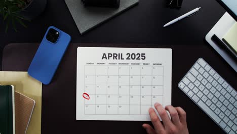 marking april 20th, 2025 on a calendar
