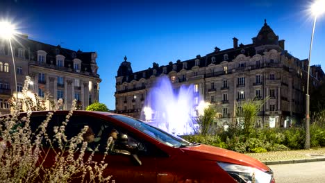 color fountain on the place raymond mondon in metz, france.