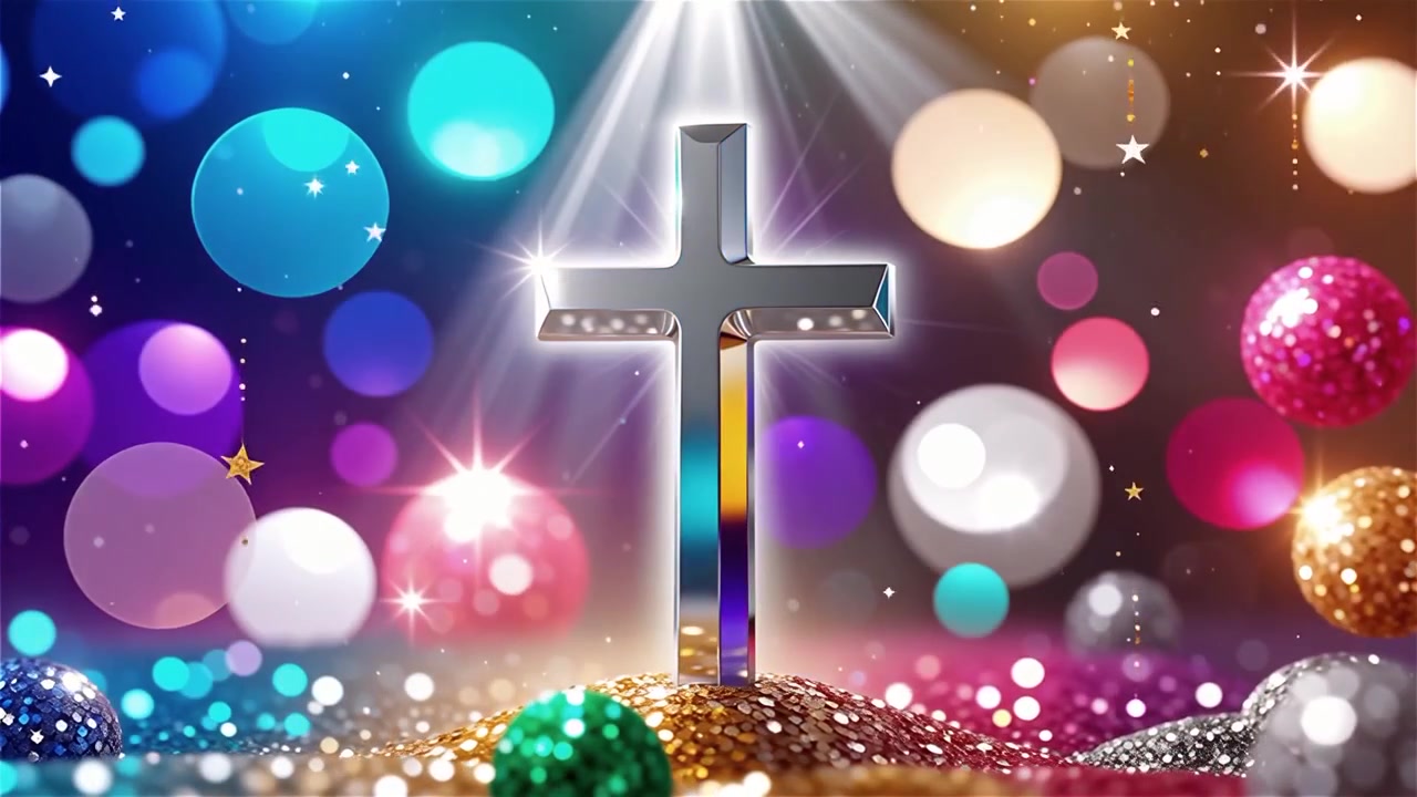 Cruz Cristiana con Luz Celestial, Fondo para Adoración.