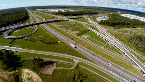 aerial view. highway road junction. st. petersburg ring road. 4k.