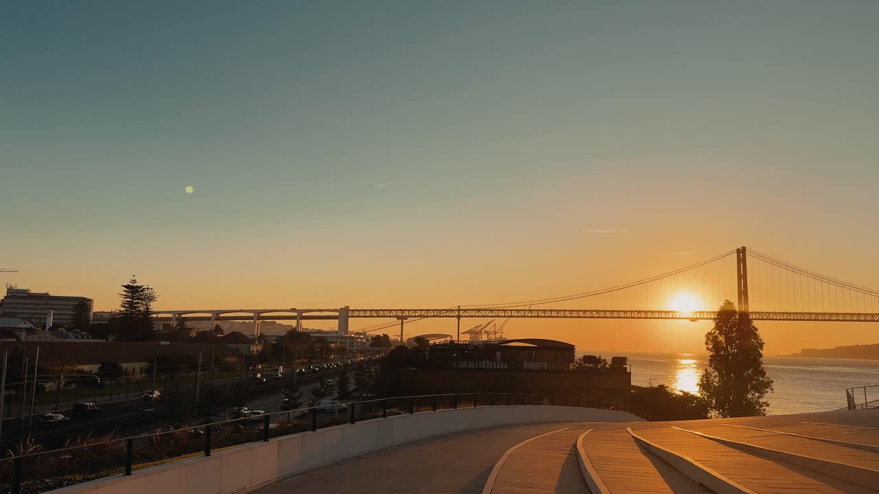 Sunset over Lisbon with the 25 de Abril Bridge