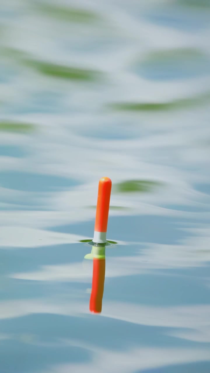 Orange Fishing Bobber Gently Floating on Calm Water