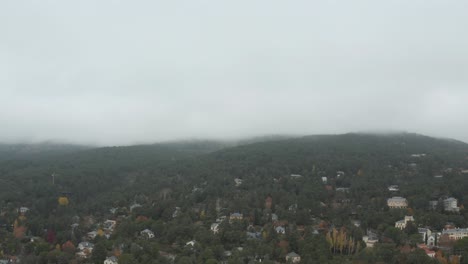 Aerial-view-on-a-cloudy-hill-town-in-Spain